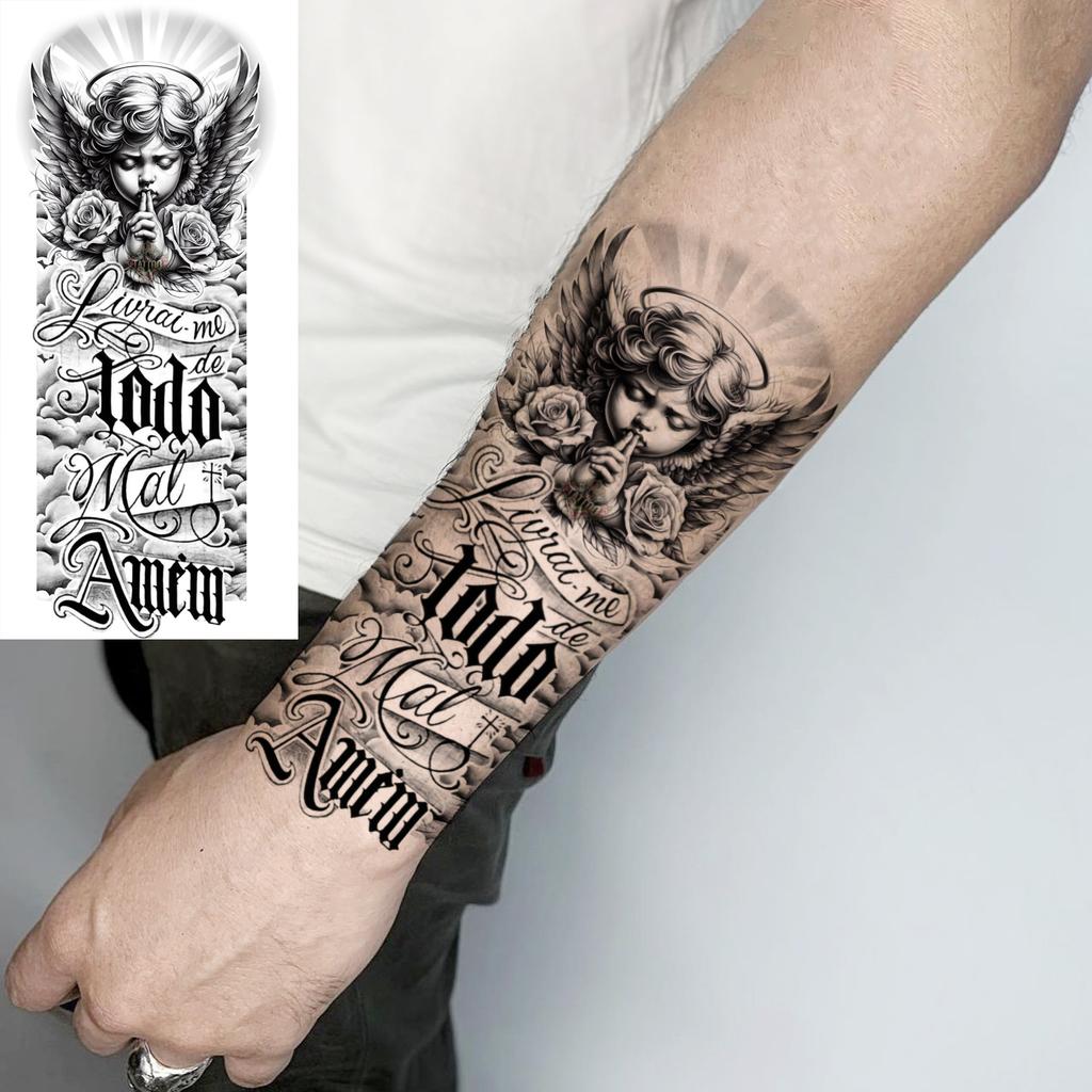 1 Sheet Scary Skull Grim Reaper Temporary Tattoos For Men Women Hand Arm Forearm, Realistic Fake Tattoo Sticker Halloween Tatoos