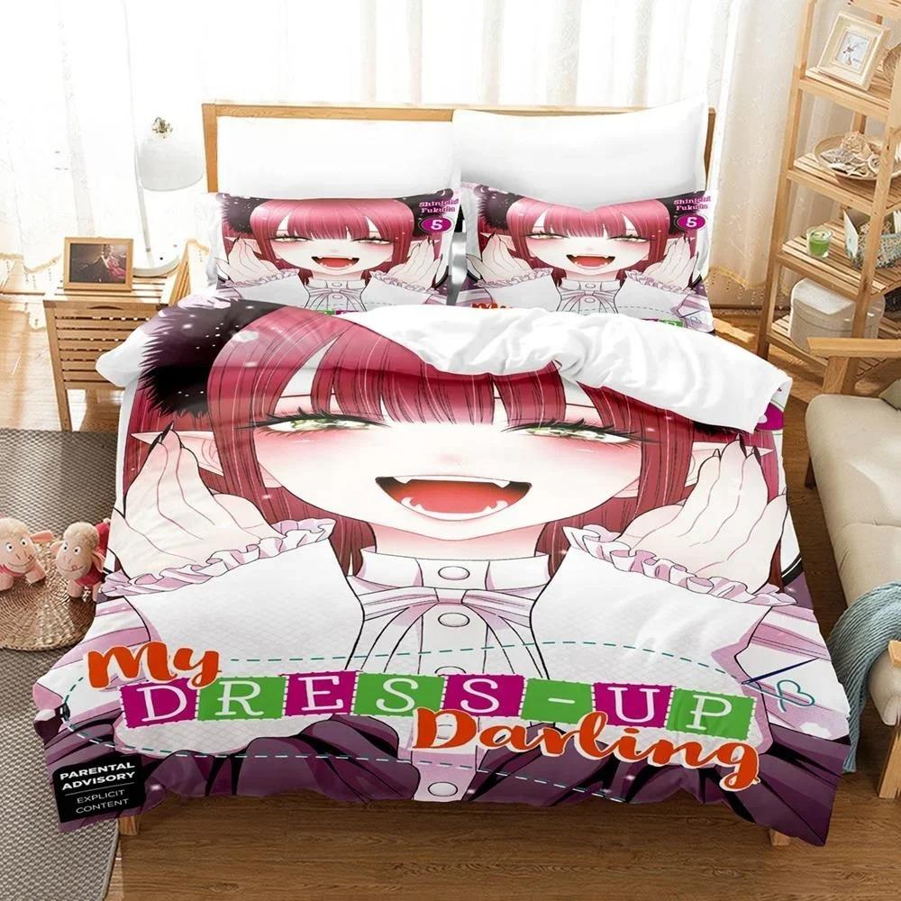 Anime My Dress-Up Darling Bedding Set Single Twin Full Queen King Size Bed Set Adult Kid Bedroom Duvet Cover Sets Home Textiles