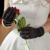 Elegant Black Satin Wedding Gloves for Brides - High Elasticity