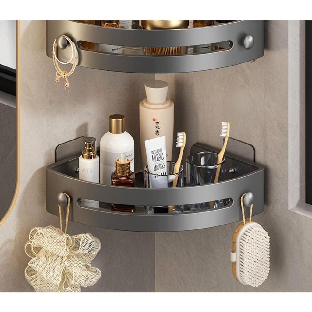 3-layer Black Plastic, Wall Mounted, Bathroom Shelf, Space Saving Design, Suitable for Kitchen, Bathroom, Shampoo, Soap and Other Storage