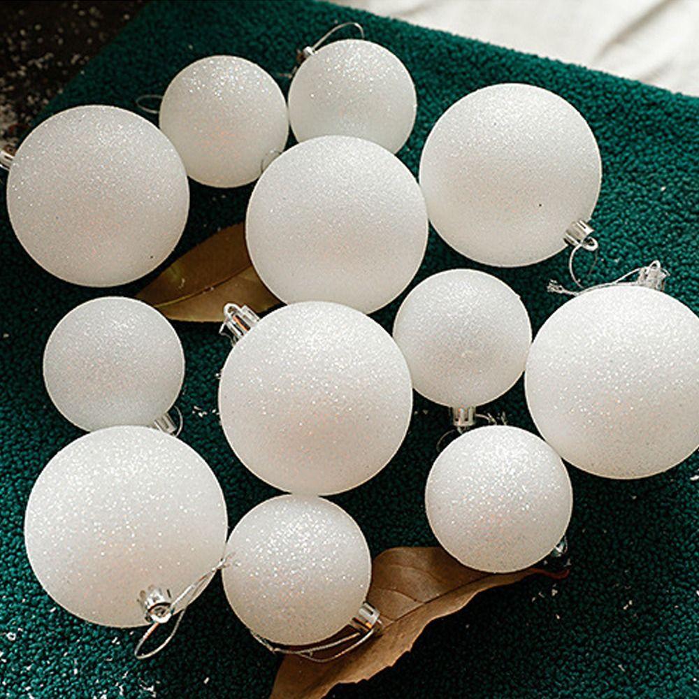 6pcs Painted Glitter White Christmas Balls 6cm/8cm Christmas Tree Pendants  Home Xmas Decor