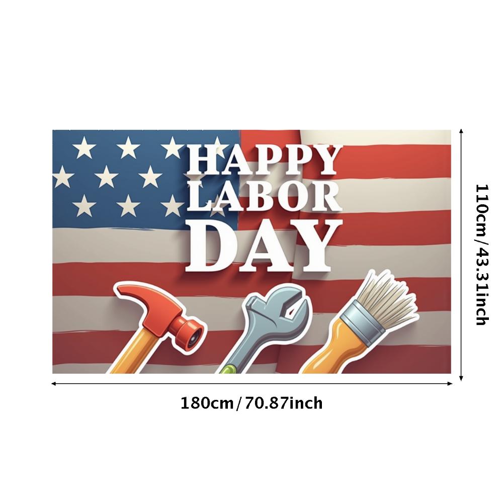 Outdoor Celebration Wrench Design Labor Day Banner Weather Resistant Patriotic Banner for Outdoor Party Community Event