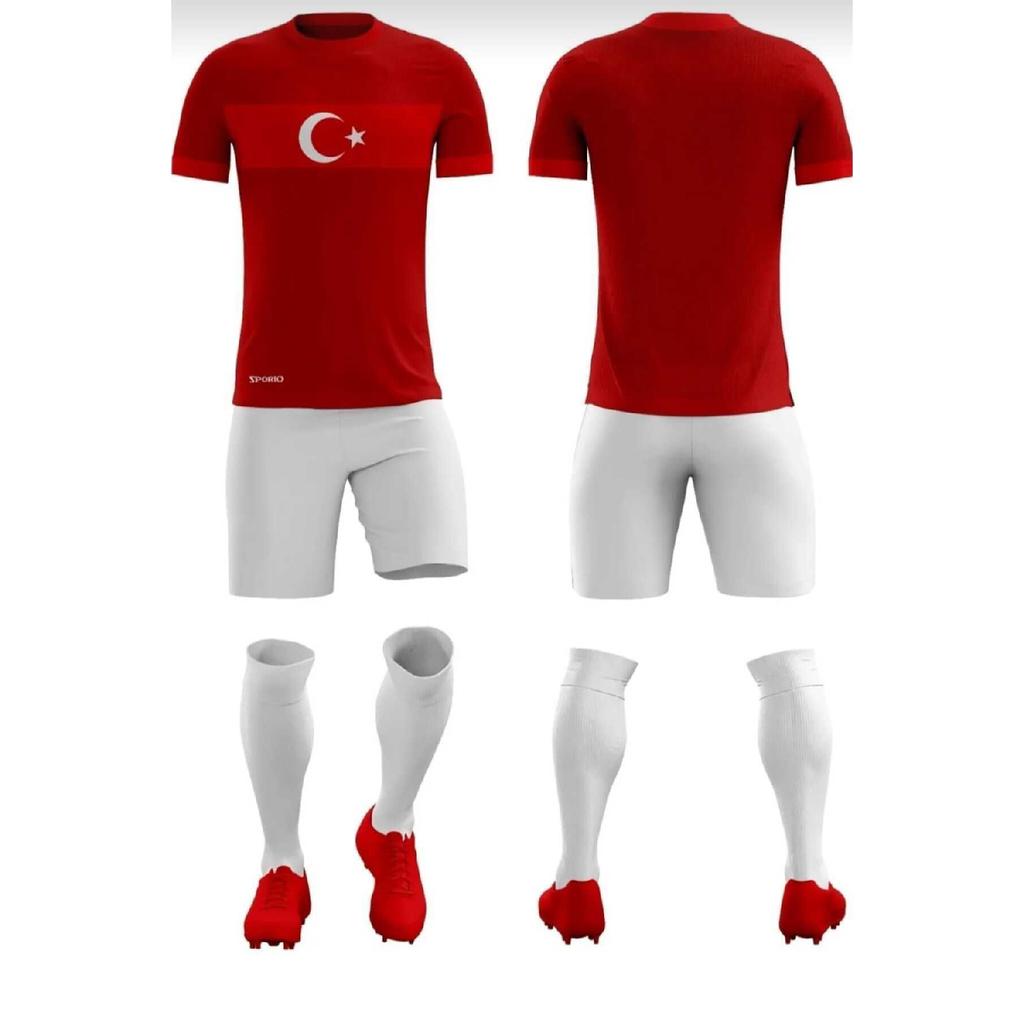 Trkiye National Team Special Design Kids Jersey Set Of 3 Socks Gift White Shorts