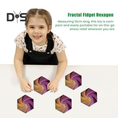 3D-printet fraktal fidget-sekskant stressangstlindring skrivebordsspinnleke barn voksne lommestørrelse reise fargerik spiral sekskant sensorisk leke