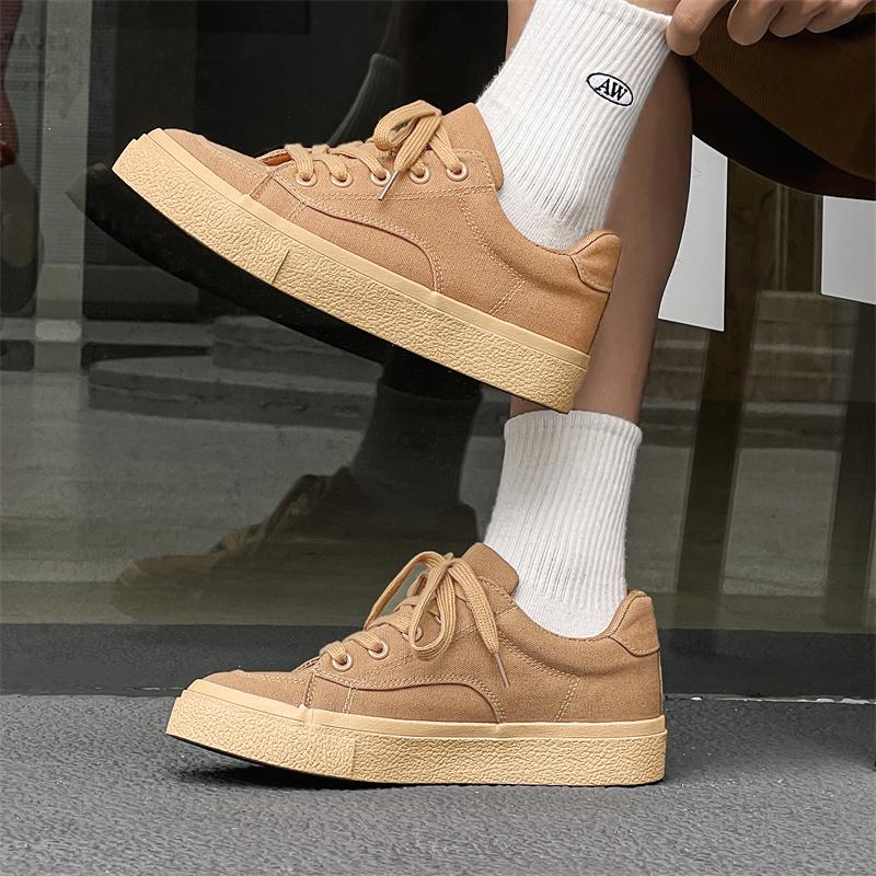 Fashion Brown Canvas Board Shoes for Men Casual Skate Shoes Sneakers Classic Street Fashion Trends Luxury Design 2025 New Male Footwear
