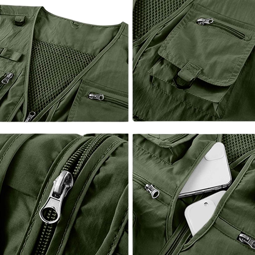 Chaleco Ligero Transpirable para Hombre con Múltiples Bolsillos para Trabajo al Aire Libre Senderismo