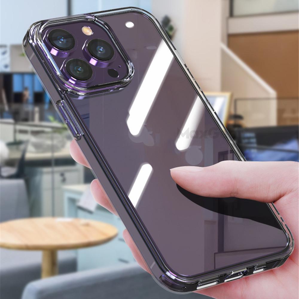 HD Tempered Glass Clear Case For iPhone 15 14 13 12 11 Pro Max XR XS 7 8 Plus Mini Luxury Transparent Soft Frame Hard Back Cover