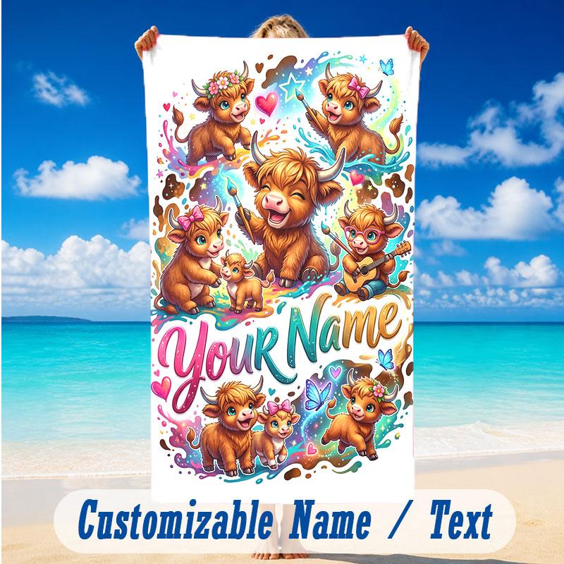 Fantasy Magic Theme Beach Towel Personalized Custom Name & Text Soft Quick Dry Beach Towel for Swimming Travel