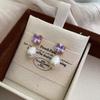 20 Purple Crystal Zircon Lavender Earrings Premium Light Luxury Baroque French Stud Earrings Stream