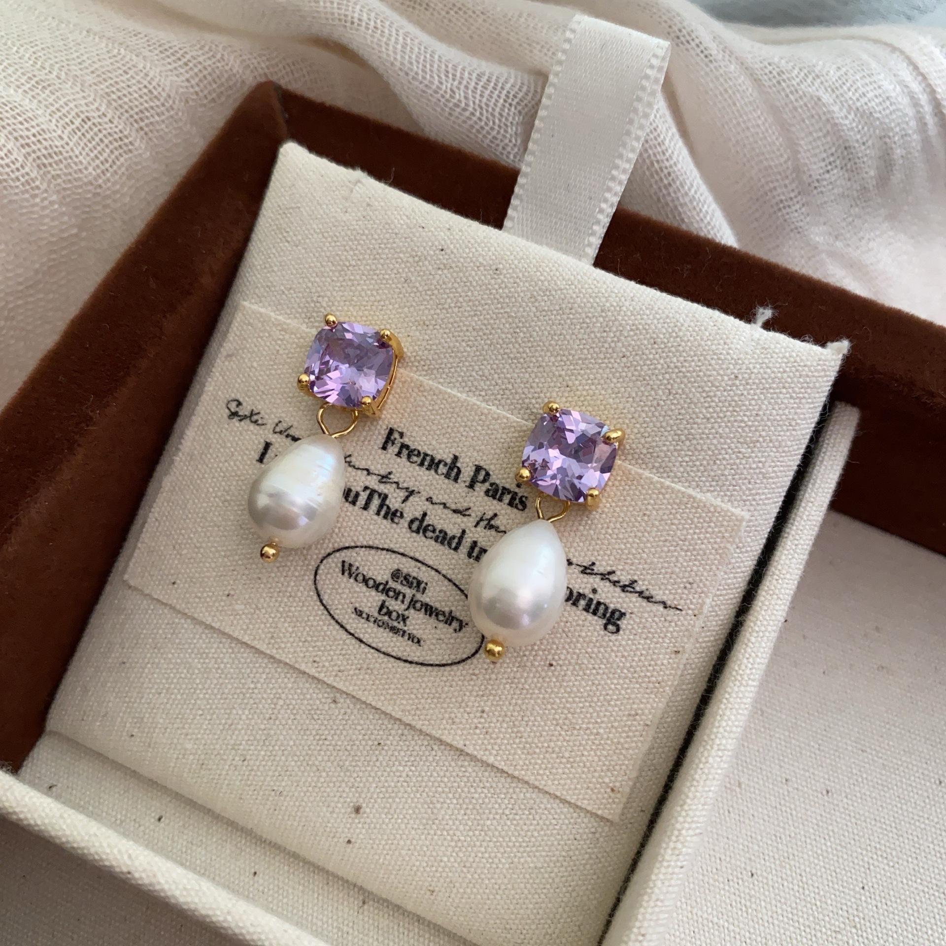 20 фиолетовых циркониевых сережек лавандового цвета Премиум легкая роскошь Барокко Французские гвоздики Поток