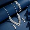 3pcs Bridal Jewelry Set  Plated Rhinestone Fold Clutch Bracelet Tassel Earrings Wedding Jewelry Gift Trendy Style