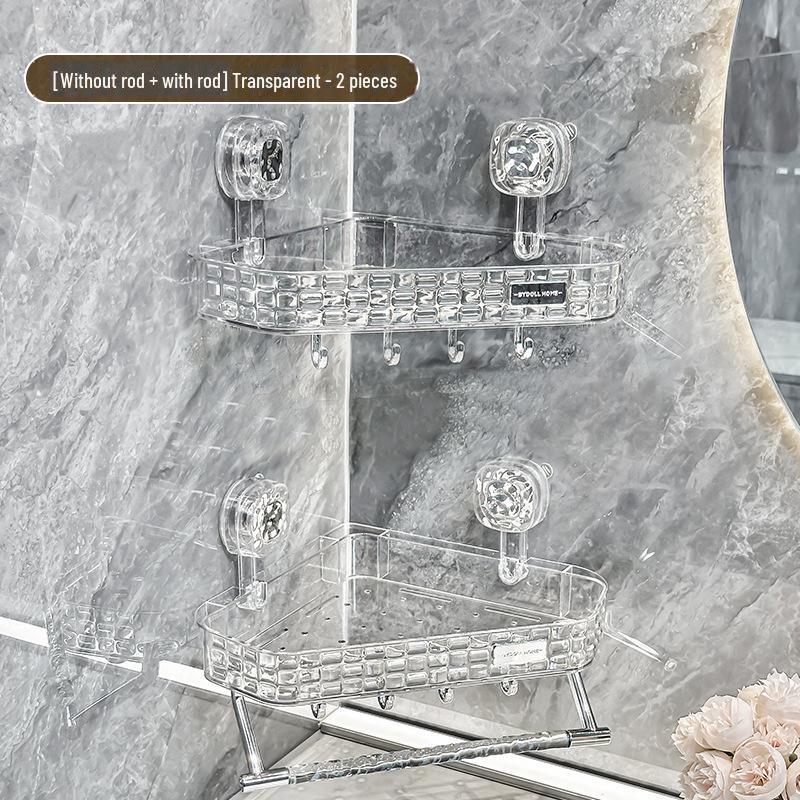 Punch-Free Bathroom Shower Storage Rack - Suction Cup Wall-Mounted Organizer