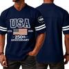 Men's V Neck Short Sleeve Sports T Shirt with USA 250th Anniversary 1776 2026 Print Casual Fashion Jersey Style Top