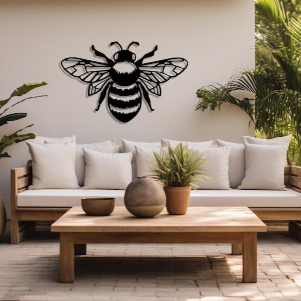 3D Metal Bumble Bee Wall Art, Handmade Insect Decor for Porch, Garden, Farmhouse Living Room