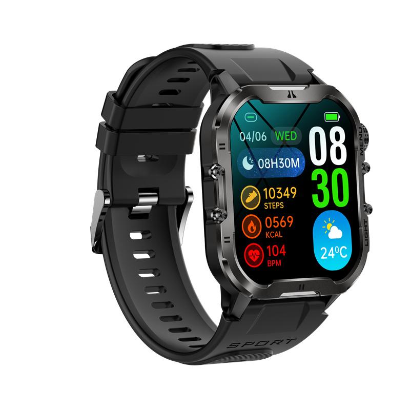 T26 Chytré hodinky Svítilna 1,96" Velký displej LED Světlo Bluetooth Volání SOS Venkovní Odolné Sportovní Fitness Tracker Chytré hodinky