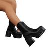 Thick Heeled Round Toe Back Zipper Horse Women Plus Size European American Thick Soled British High-Heeled Short Boots