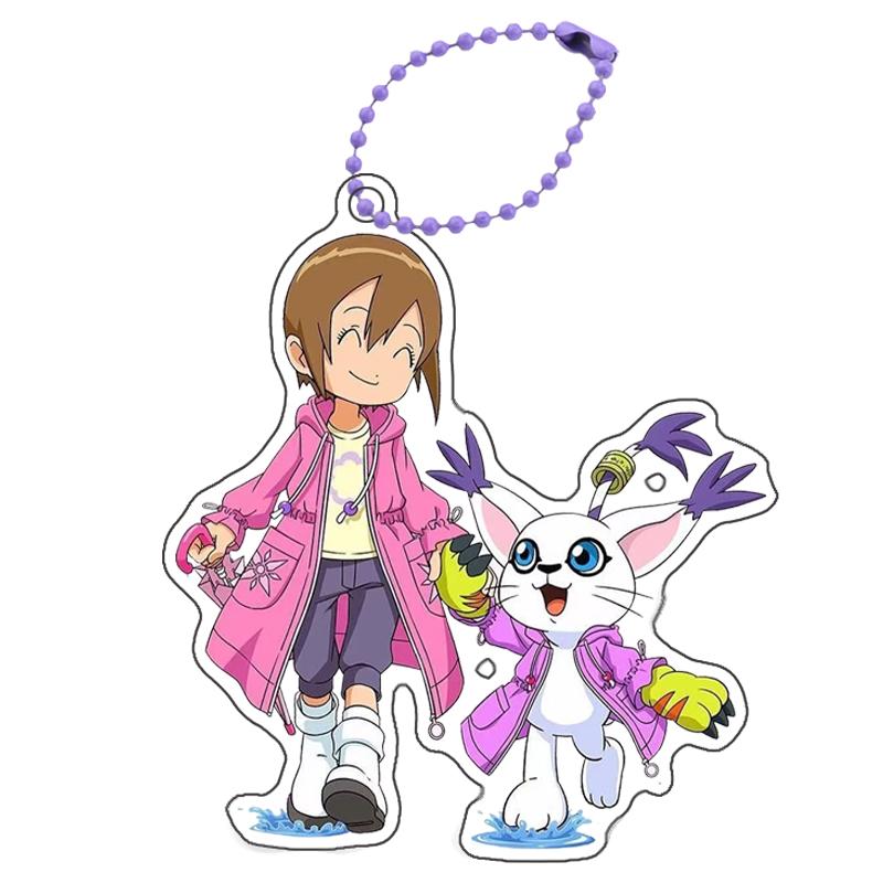 Digimon Adventure Agumon Porte-clés Yagami Taichi Ishida Gabumon Bricolage Acrylique Figurines d'Action Jouets Anime Jeu Collection Pendentif 5cm