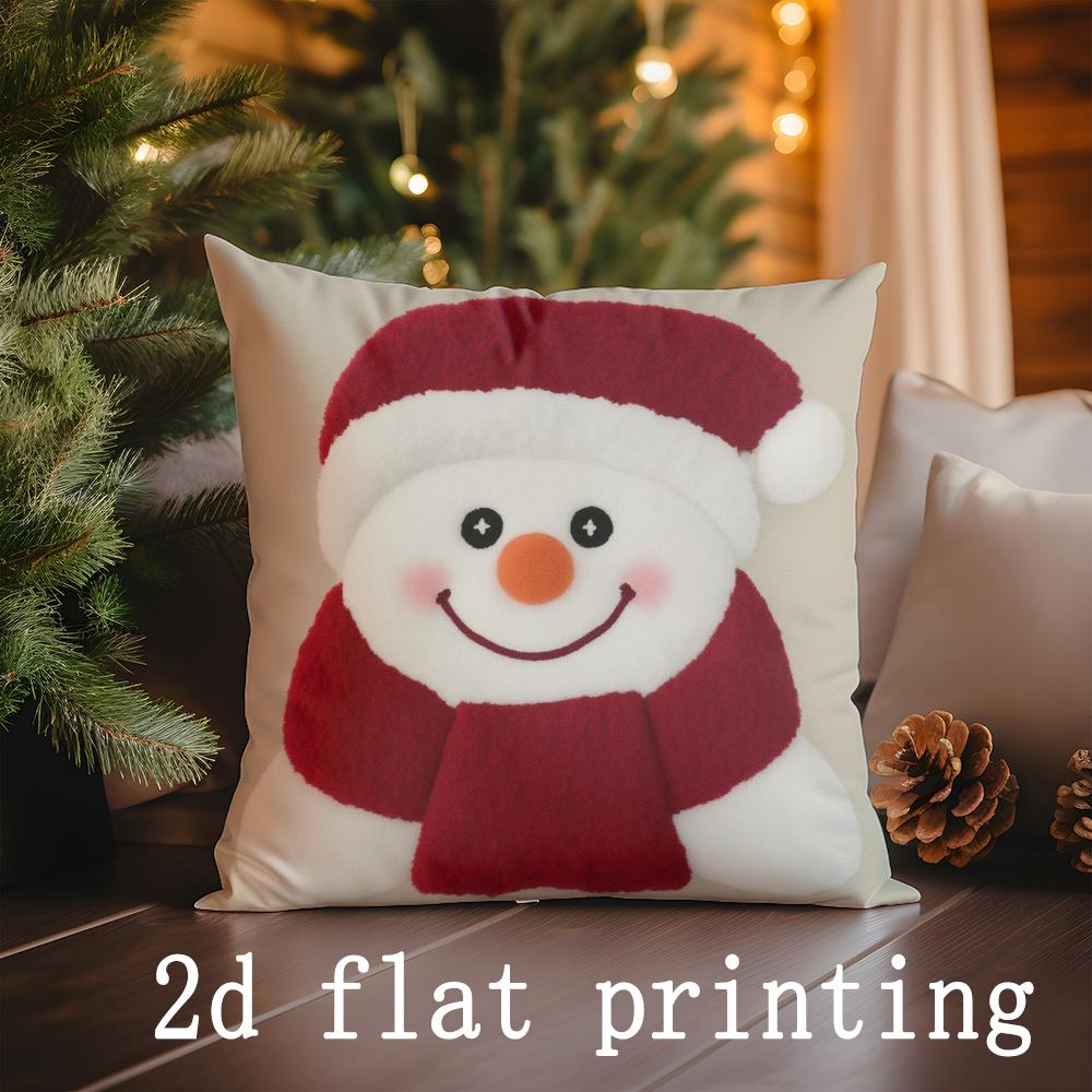 Home Decor Christmas Santa & Reindeer Patterned Cushion Covers Pattern Cushion Cover Suitable for Sofa Bedroom Car Pillow Cover