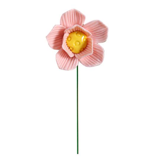 Keramisk blomma med stjälk Realistisk handgjord konstgjord blomma Hem Kontor Vardagsrum Vas Färgglad falsk blomdekoration