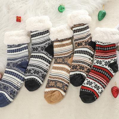 Women's Winter Warm Fuzzy Slipper Socks Thick Plush Fleece Lining Home Socks with Grippers Non Slip Fluffy Soft Sherpa Lined Slipper Socks for Women