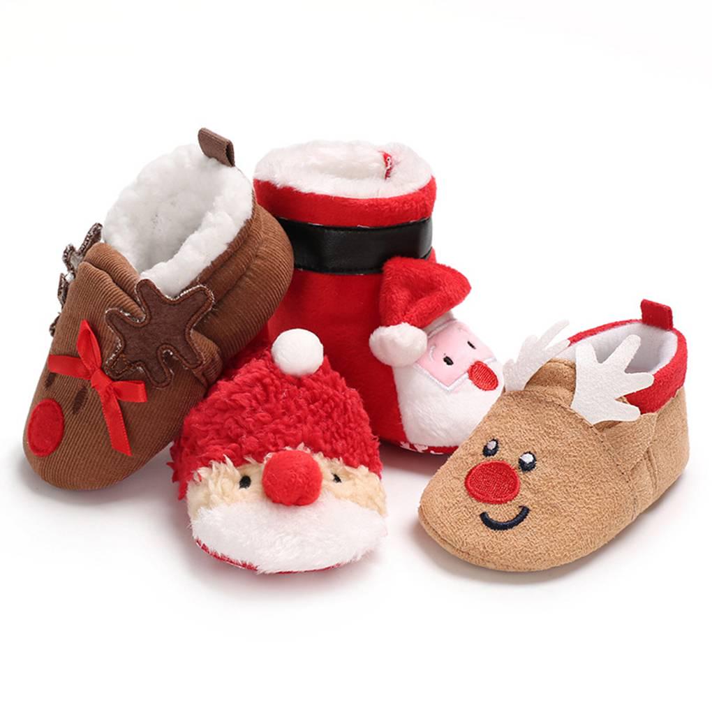 Kids Baby Boys Girls Xmas Christmas Slippers Winter Warm Indoor Slip On Shoes