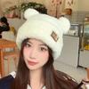 1-5PCS Winter Bear Ears Plush Hat for Women Thickened Fleece Lined Warm Beanie Windproof Knit Cap for Cold Weather Outdoor