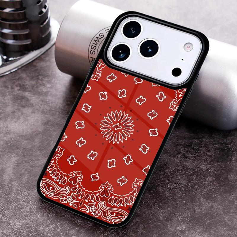 Red Bandana Paisley Phone Case for iPhone 17 16 15 Pro Max Air 14 13 12 11 Plus Shockproof Capa Cover