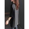 Plus Size Summer New Women's Clothing Lazy Style V-neck Loose Bottoming Thin Section Niche Five-quarter Sleeve Top Striped Splicing