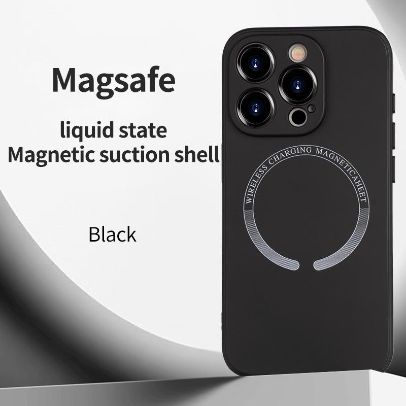 Applicable iPhone16PRO Liquid Silicone Magnetic Mobile Phone Case iPhone17 All-inclusive Lens Soft I15 Protective Case