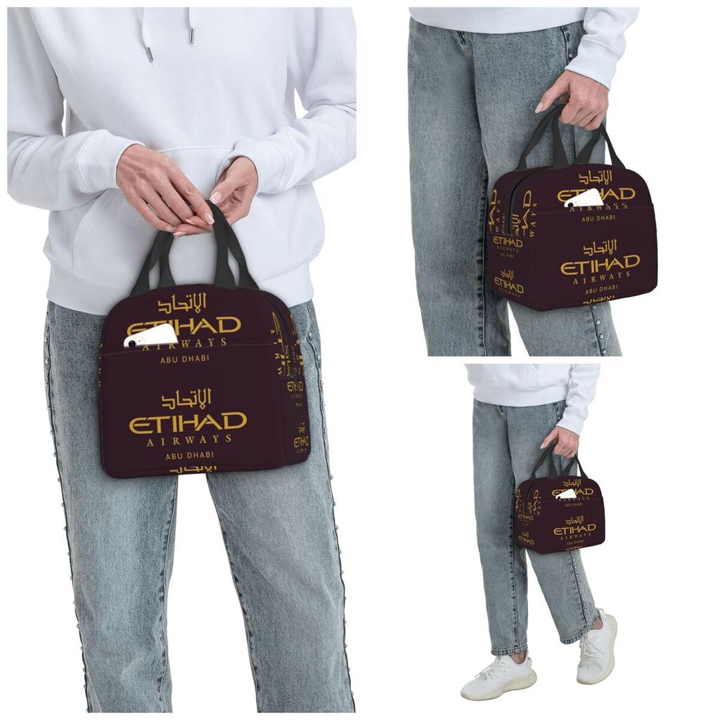 Etihad Airways Insulated Lunch Bag for Kids School Cooler Thermal Food Box Tote Leakproof Lunch Boxes Container