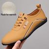 Men's White Leather Slip-On Casual Business Driving Shoes