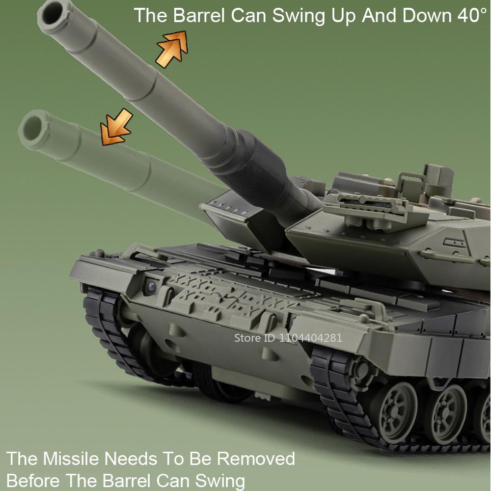 1:36 Leopard 2 Main Battle Tank Model Witness-136 Drone Alloy Diecast Car Toys Sound Light Pull Back Vehices Boy's Birthday Gift