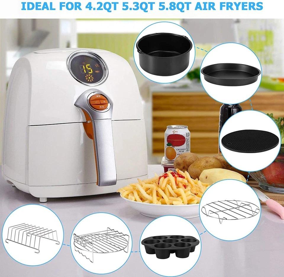 14Pcs Air Fryer Accessories Chips Baking Basket Pizza Pan Home Kitchen Tool