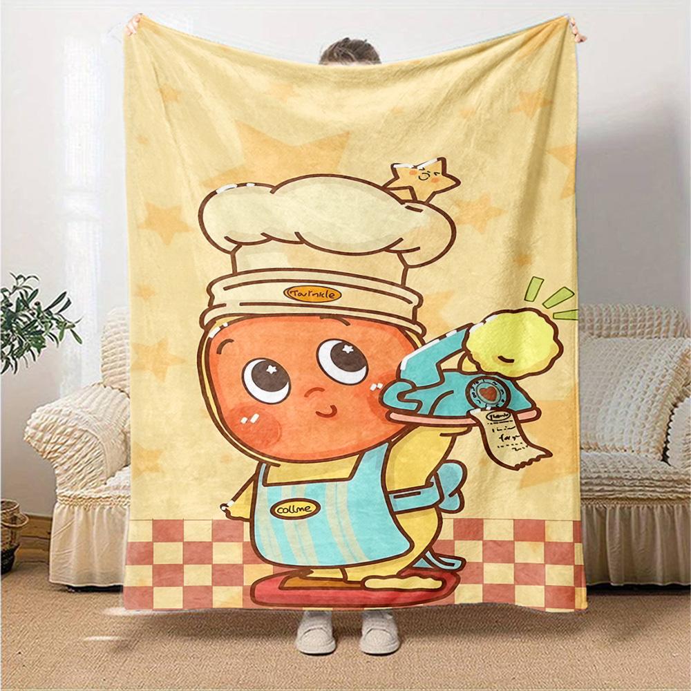 1pc Chef Star blanket Lightweight Flannel Throw for Sofa Bed Travel Camping Livingroom Office Couch Chair