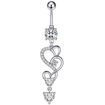 Stainless Steel Belly Button Ring With Zircon Belly Button Studs