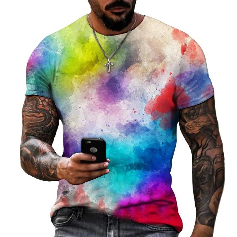 Mote Joint Graffiti Art Herre T-skjorte Hip Hop Casual Harajuku Trykte T-skjorter Ny Personlighetstrend Rund Hals Farge Topper