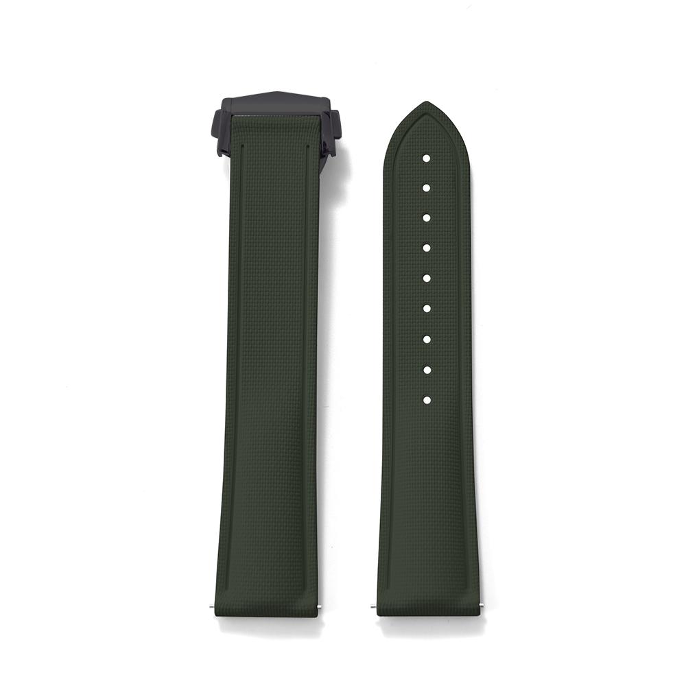 Premium Grade Soft FKM Rubber Watch Strap 20mm 21mm 22mm Perfect Fit Flat End Universal Quick Release Watch Strap