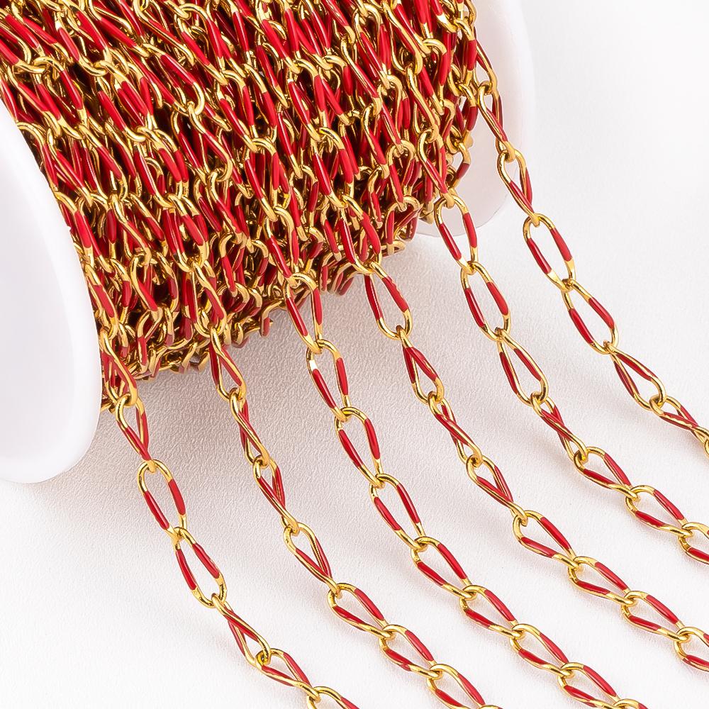1 Meter Emaille-Kordelkette Edelstahl-Seil Rolo-Glieder Körper Goldene Kette Gürtel für Schmuckherstellung DIY Halskette Armband Handwerk