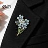 Unique Jewelry for Daily Wear Forget Me Not Flower Brooch, Alloy Blue Floral Lapel Pin, Memorial Enamel Gold Metal Pin Brooch Coat, Dress, Hats, Bags,