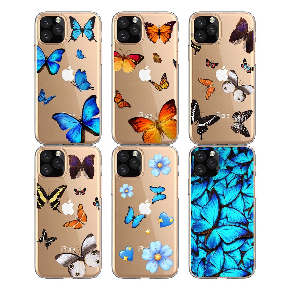 Blue Butterfly Transparent TPU Phone Case for Apple iPhone 14 Pro Max