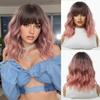 Short Wavy Blonde Bob Wig with Bangs for Women Synthetic Hair Daily Party Halloween