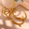 CARLIDANA Chunky Bangle Gold Plated Irregular Jewelry Geometric Stainless Steel Open Cuff Bangle Tarnish Free Waterproof Jewelry