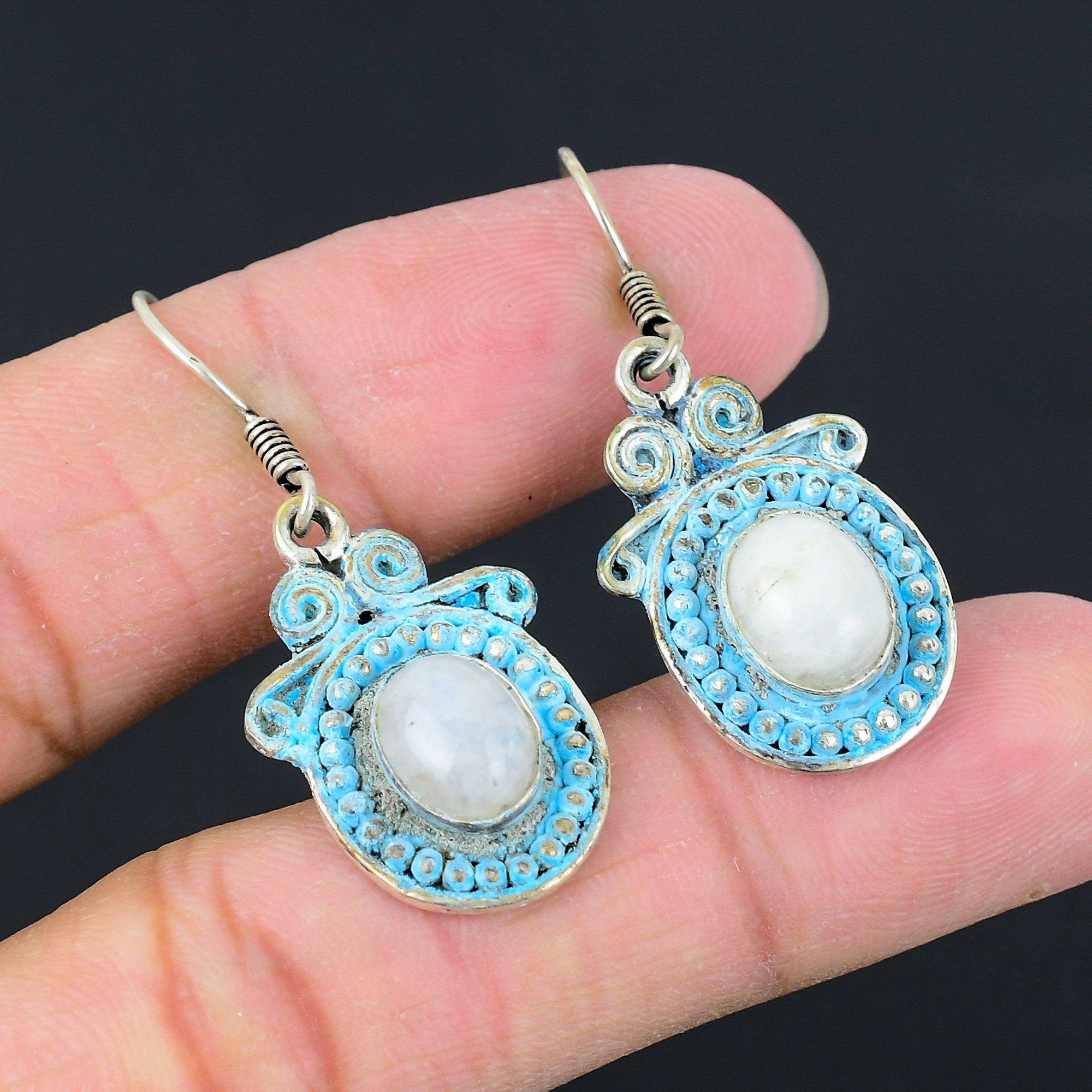 

Натуральный Радужный Лунный Камень Капля/Серьги-подвески Серебро 925 пробы для девочек