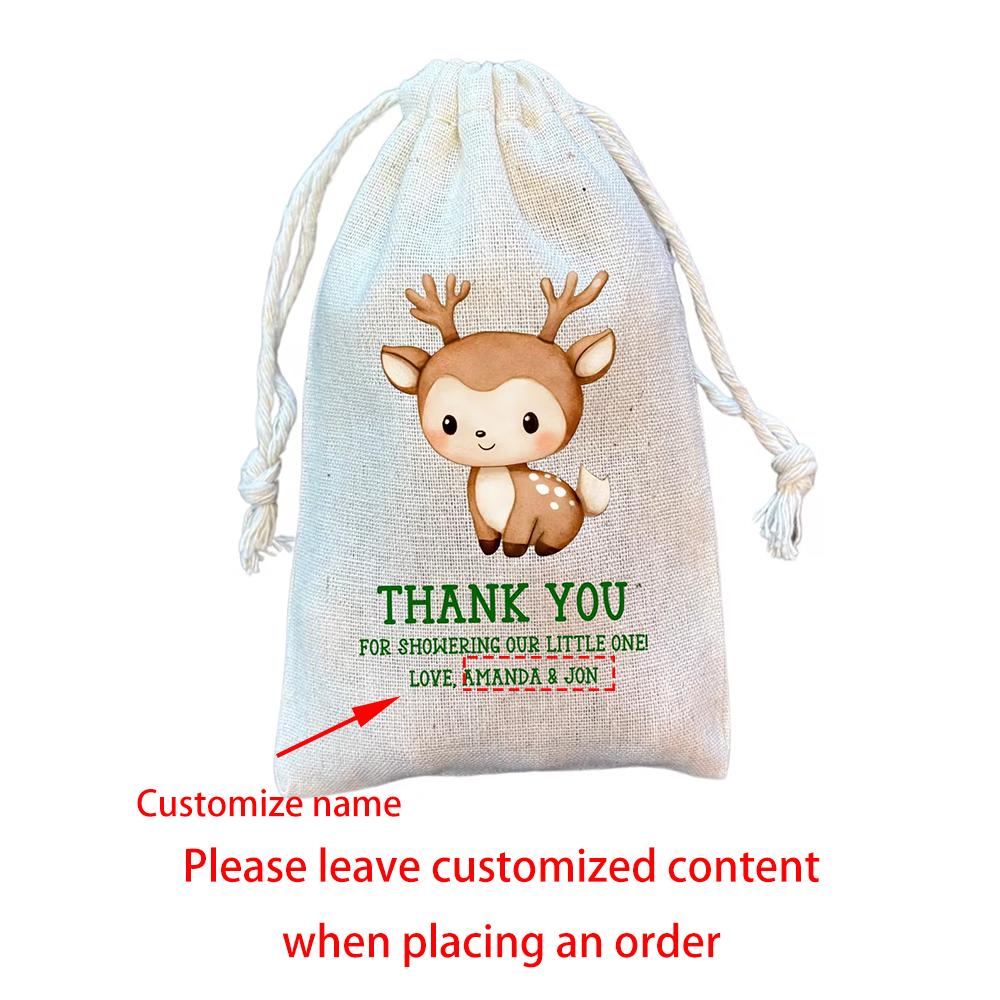 Benutzerdefinierte 5 Stück Baby Waldtier Partygeschenktüten Wald Freunde Geschenk Kordelzug Goodie Bags Geburtstagsfeier Deko Babyparty