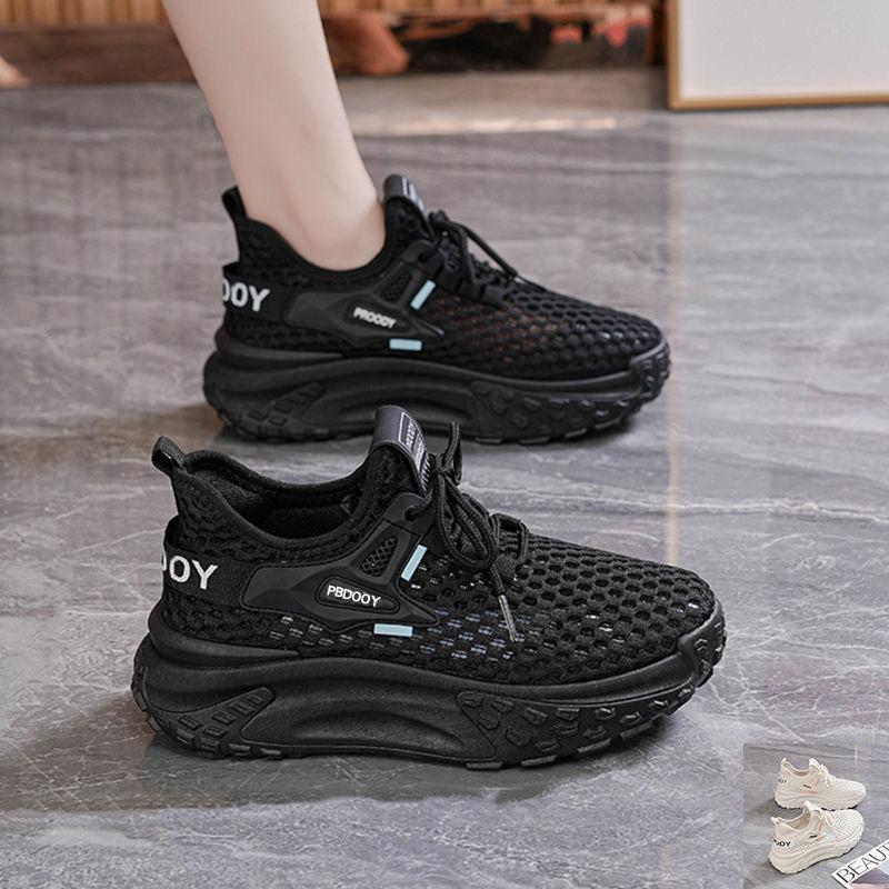 Korean Style Women Breathable Hollow Out Mesh Thick Sole Casual Sports Sneakers