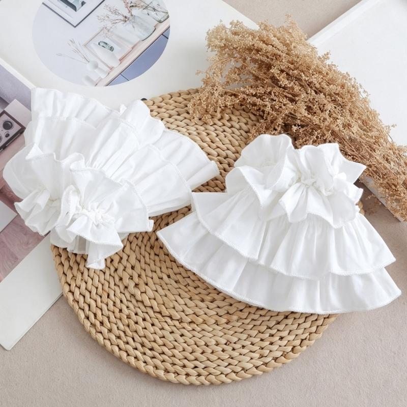 White Detachable Puff Sleeves with Stretch Openings for Off Shoulder Dress Styling and Photo Ready Wear