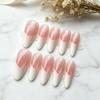 French Ice Translucent Cat Eye Almond Wearable Long Nails - Nude Whitening High-Grade Removable Nail Art Tips