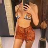 New Tiger Printed With Skirt Halter Bikini Women Swimwear Female Swimsuit Three-pieces Bikini set Bather Bathing Suit Swim