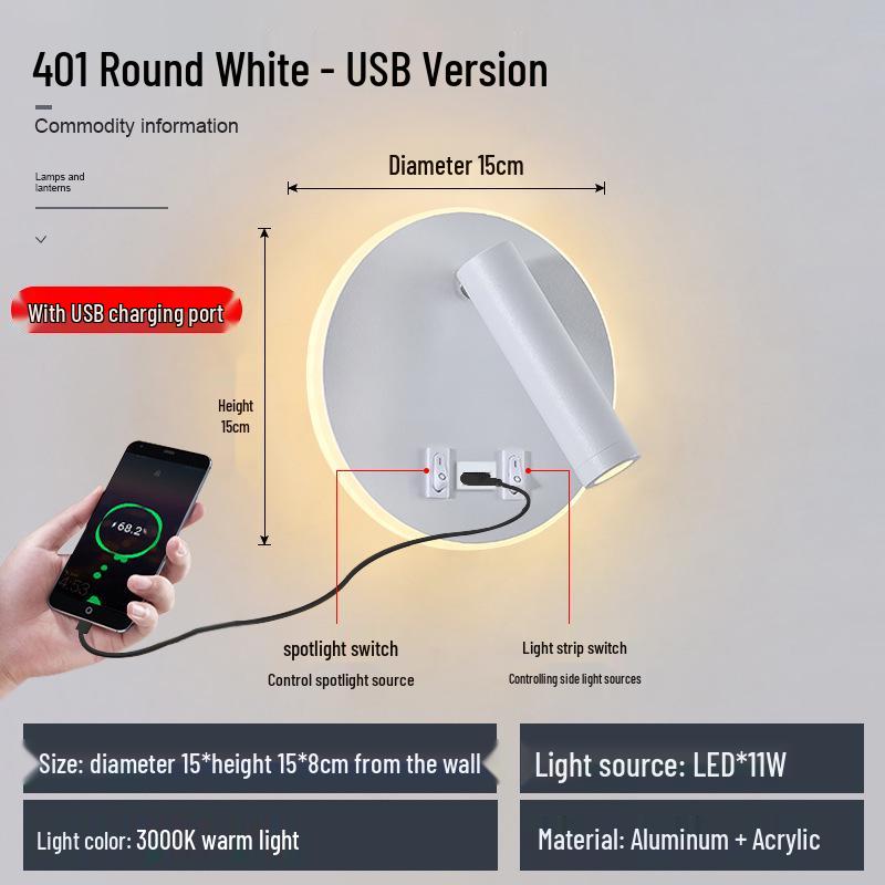 LED USB Wall Lamp for Reading - Bedside & Study Room
