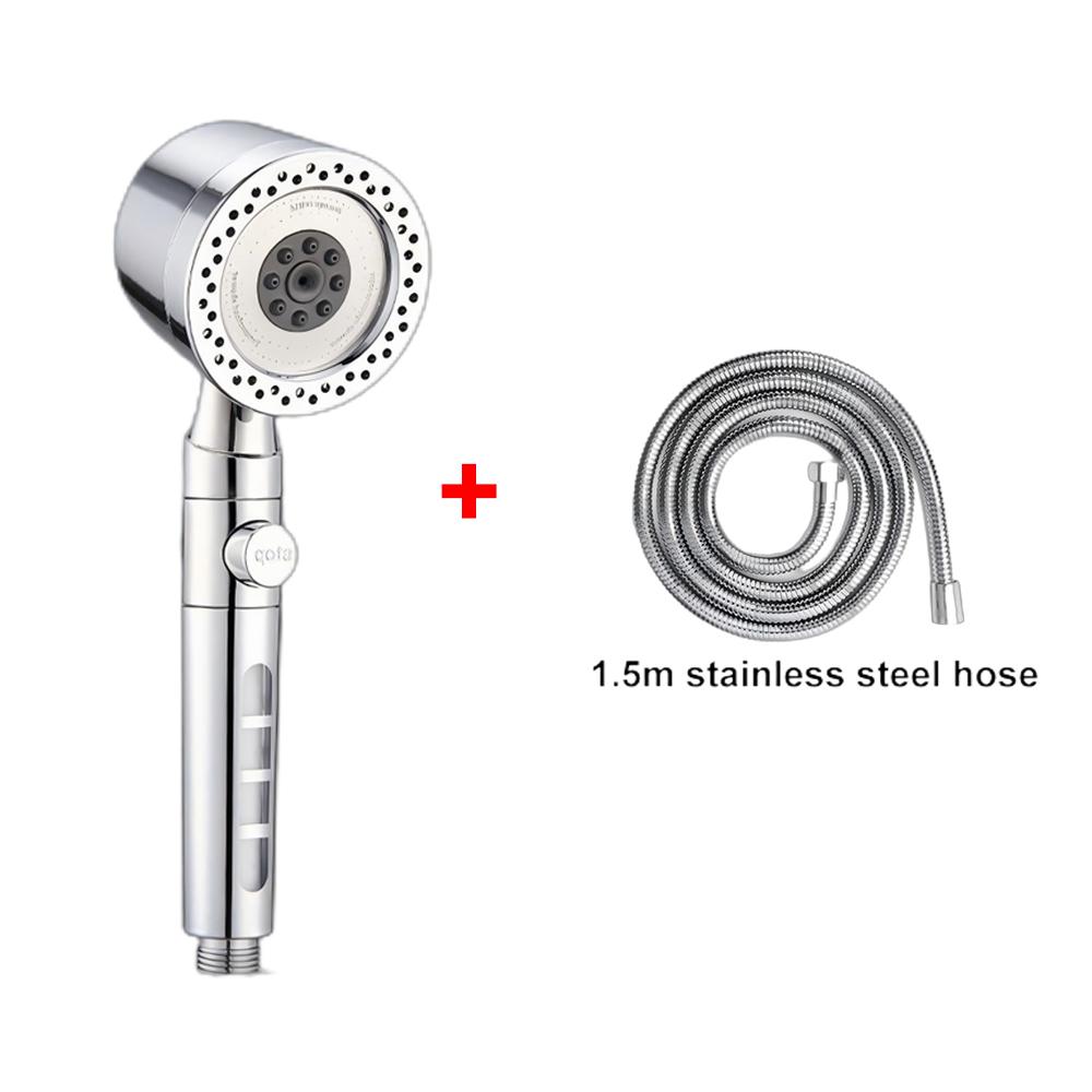 6 Modes High Pressure Shower Head ABS Water Saving Filter Showerhead Fall Resistance Bath Shower Nozzle Set with Stop Button